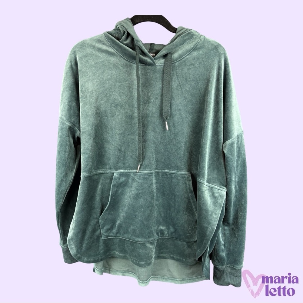 EUC Alfani Intimates Dark Green Velour Hoodie, L